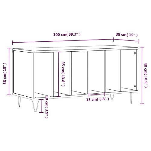 Estante estable de 100 cm con amplio espacio para LPs y equipos Hifi 2