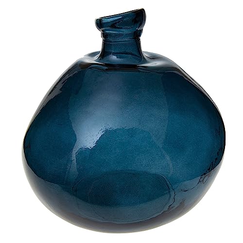 Atmosphera - Vase Dame Jeanne - Verre recyclé - Bleu Orage D33 cm
