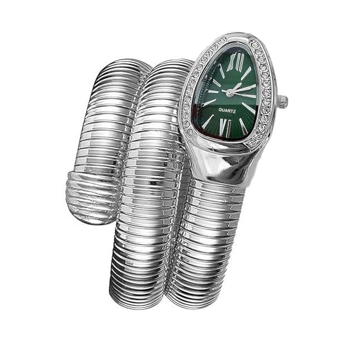 DGCZYXGL Snake Watches for Women, Snake Watch, Snake Shape Bangle Watches, Women's Dressing Snake Shape Bracelet Watch, S Green