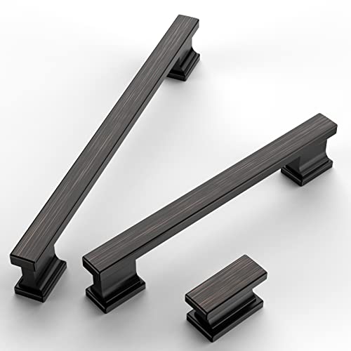 Furniware 5 Pack Cabinet Drawer Pulls, Heavy Duty Cabinet Door Handles Pull Oil Rubbed Bronze- 5"(128Mm) Hole Center #TOP1