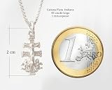 Only faith Naszyjnik z krzyżem Caravaca ze srebra wysokiej próby 925, włoski łańcuszek o długości 45 cm, dostępny w rozmiarach 2 cm i 3 cm, Pequeño, Srebro szterlingowe, To nie jest kamień szlachetny
