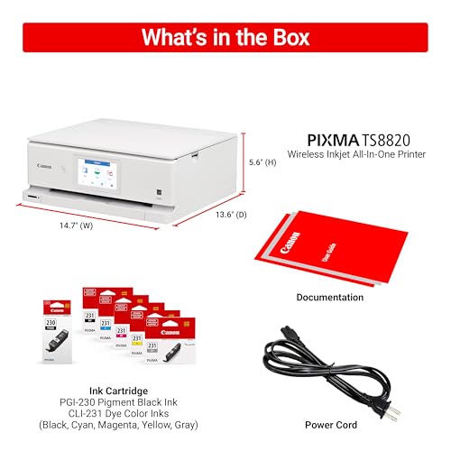 Canon PIXMA TS8820 Wireless Printer, Best for Home Photo Printing, Copy and Scan, White - image 7