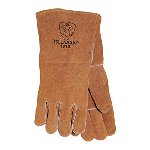 Tillman Brown Split Cowhide Kevlar/Leather Welding Glove - Reinforced Thumb - 14 in Length - 608134-10100 [PRICE is per PAIR]