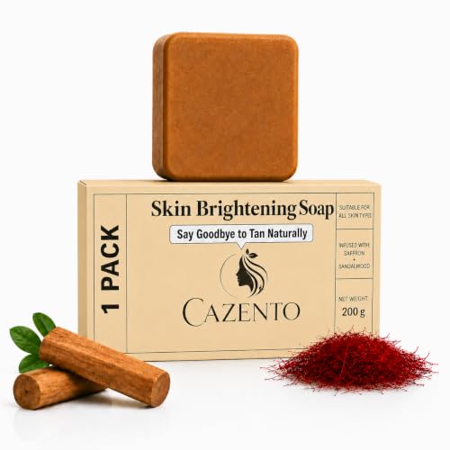 Image of Sandalwood & Saffron Handmade Bath Magic Soap for Tan Removal and Skin Brightening, Paraben Free, for Men & Women, 100g (Pack of 1)
