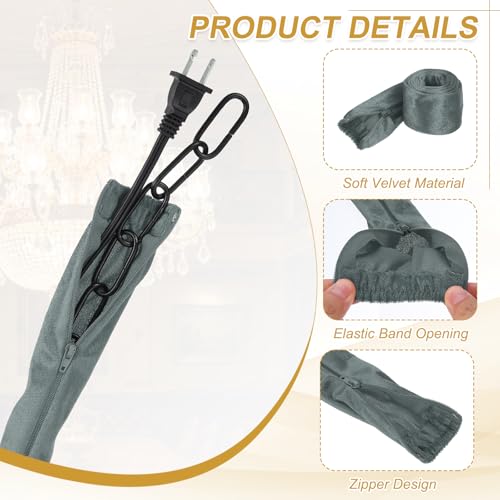 Funda de cadena para candelabro de terciopelo que oculta cables de luz 3