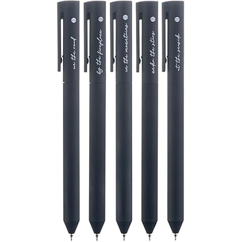 DIVERSEBEE Black Gel Ink Pens, 0.5 mm Gel Pens Fine Point, Bible Pens No Bleed Through, Cute Fine Tip Pens, Bible Study Journaling Supplies, 5 Pack Gel Pen Set Cover