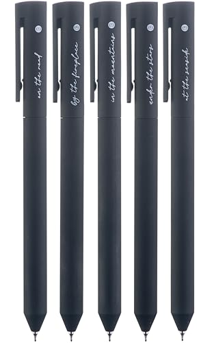 Image of DIVERSEBEE Black Gel Ink Pens, 0.5 mm Gel Pens Fine Point, Bible Pens No Bleed Through with Cute Fine Tip, Bible Study Journaling Supplies, 5 Pack Gel Pen Set