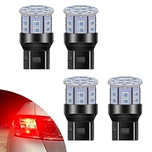 7443 LED Bulb Red for Brake Lights Tail Lights, Super Bright 7444 7441 7440 T20 W21W LED Bulbs for Brake Stop Tail Lights, (Pack of 4)