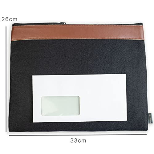 Banktasche aus Filz schwarz Geldtasche Kosmetiktasche Stifteetui Tablettasche Dokumententasche DIN A4