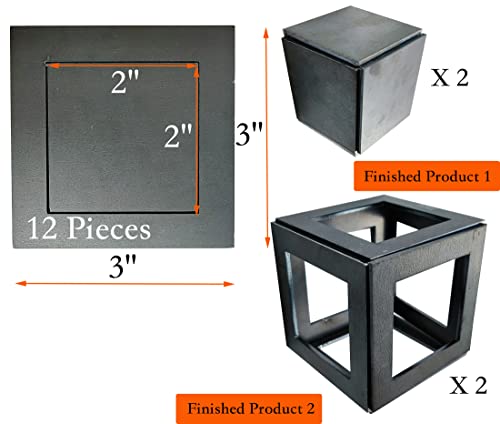 Schweißübungs-Set, Schweißproben, 3 mm starke quadratische Schweißplatten aus Stahl in 7,6 cm und 5,1 cm für Einsteiger im Schweißen, 24-teilig A36 Stahlplatten-Schweiß-Übungsset.