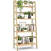 Homykic Bamboo Bookshelf 4 Tier Ladder Shelf