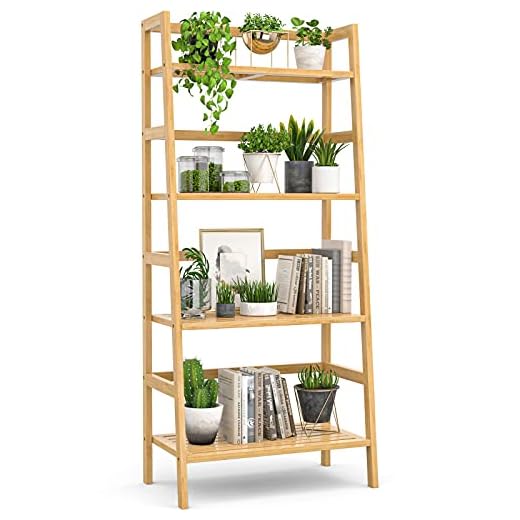 Stylish Bamboo 4-Tier Ladder Bookshelf