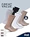 Pembrook Cotton Diabetic Socks for Men - 5 Pairs Crew Mens Diabetic Socks Size 10-13 for Neuropathy, Non-Binding, Extra Wide Top, Black, White, Gray, Marled Brown, Marled Tan