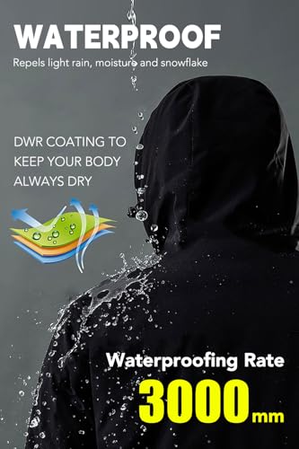 FARVALUE Men's Softshell Jacket with Hood Fleece Lined Windproof Coat Lightweight Waterproof Insulated Winbreaker for Hiking4