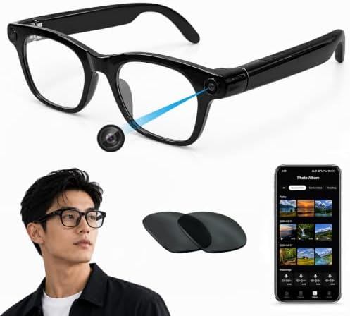 AI Smart Glasses with 12MP Camera, Anti-Shake Video Recording and OTG, Object Recognition, Photo Capture, Real-Time Translation, AI Assistant, Open-Ear Audio, Bluetooth, Replaceable Sunglasses Lenses image 4