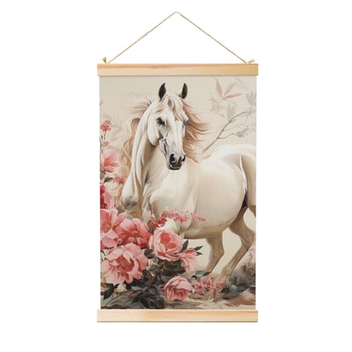 Tableau de cheval vintage avec cintre en bois 91x61 cm impression sur toile