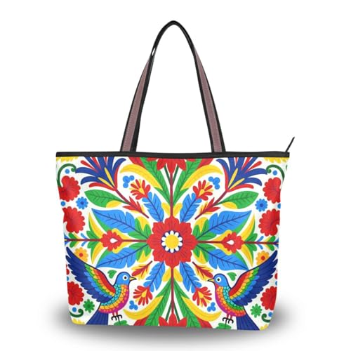 Sac à main en soie mexicain Folk Art floral bohème chic à fermeture éclair