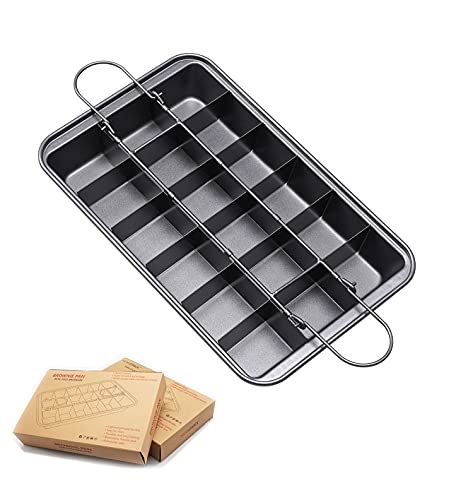 PDJW Brownie Pan - Nonstick Bakeware with Divider, Heavy Thickened Carbon Steel Baking Pan, Safe for Baking Cakes Breads & Pizza, 12.2x7.9x2 inch Square Pan, Specialty & Novelty Cake Pans - Dark Gray