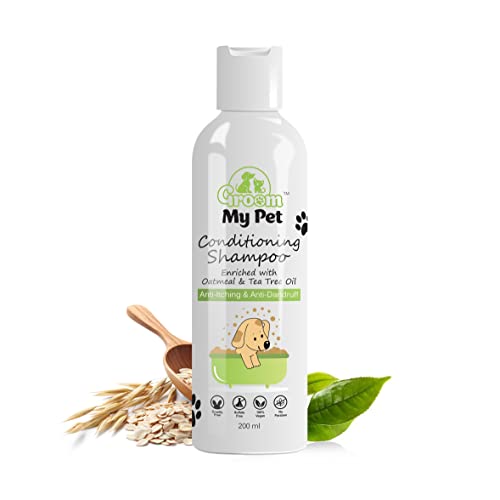 Groom My Pet Dog Shampoo with Conditioner-200ml | for All Breeds & All Hair Coat Types|Enriched with Oatmeal & Tea Tree Oil | Sulfate Free