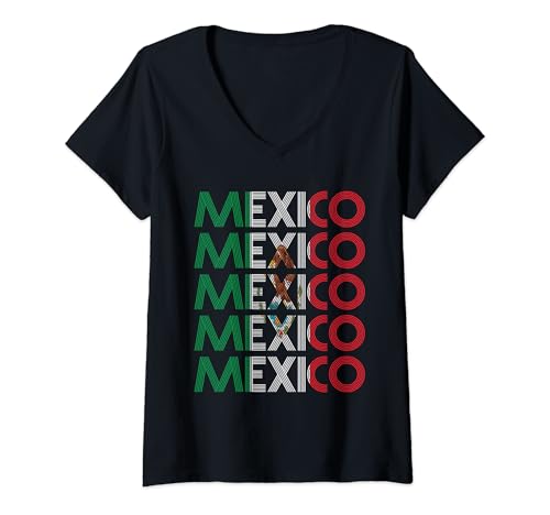 Mujer Mexico Flag Hispanic Heritage Month Kids Boys Girls Camiseta Cuello V