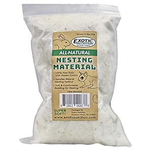 All-Natural Nesting Material (4 oz.) – 100% Cotton Eco-Friendly Animal Bedding – For Sugar Gliders, Squirrels, Hamsters, Rabbits, Chinchillas, Rats, Mice, Gerbils, Guinea Pigs and Other Small Pets