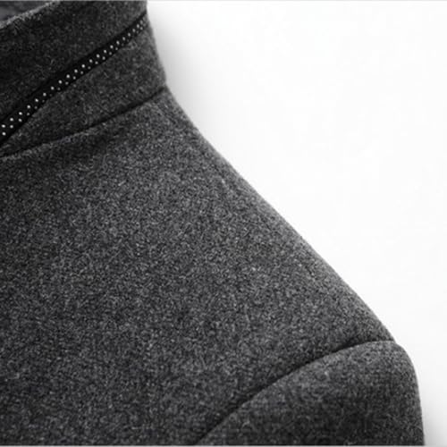 Image of Men's Wool Trench Jacket & Coat Warm Quilted Single Breasted Band Collar Long Sleeve Winter Button Fit Slim Peacoat