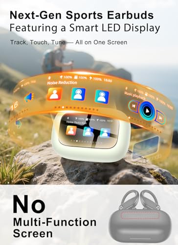 Image of jaddsa Wireless Earbuds, 2026 ENC Noise Cancelling Ear Buds with Smart Touchscreen, Bluetooth 5.4 Headphones, Bass Stereo Sound Over-Ear Earbuds, 5 EQ Modes for Sports /Travel /Gym- Ivory White