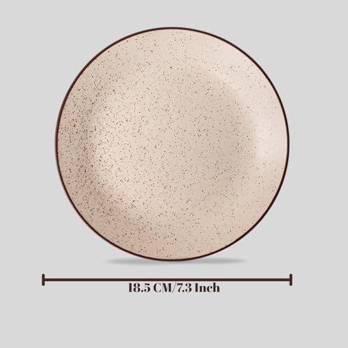 Image of Freakway Stoneware Ceramic |7.3 Inch| Quater Plates Set of 4 Pcs | Microwave Safe, Dishwasher Safe | Kitchen, Dining, Restaurants, Gifting | Sandstone Speckle