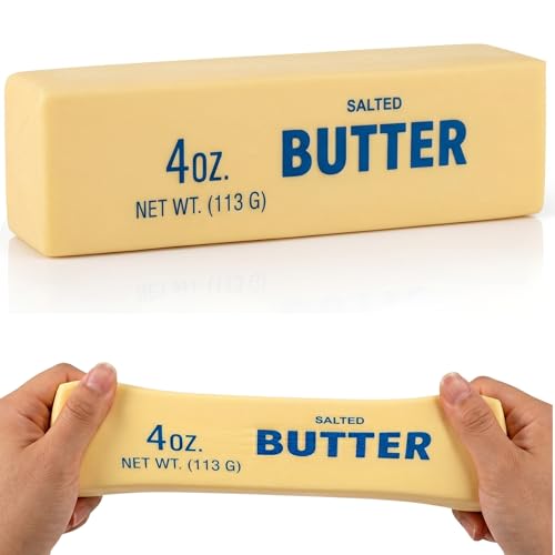 AYEBIA Butter Squishy Toy Realistic Slow-Rise Salted Butter Stick Stress Reliever Soft TPR Squeeze Sensory Fidget for Kids & Adults Funny Prank Gag Gift 4oz Size 1 Piece