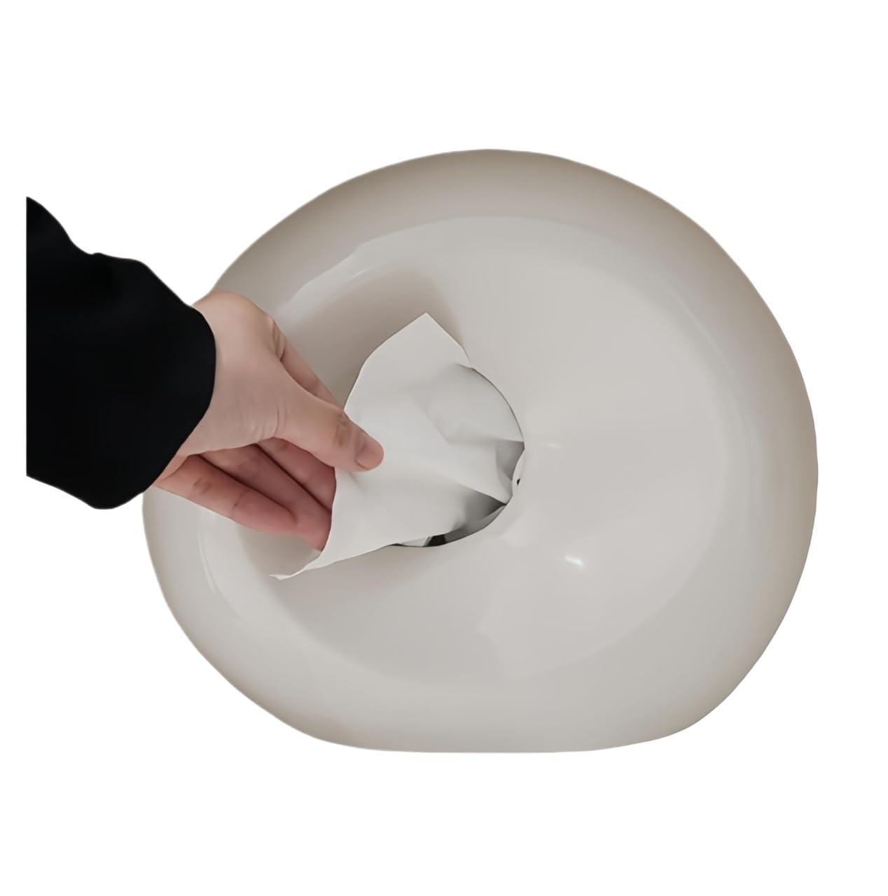Porte-mouchoirs en céramique rond vernis brillant blanc lune
