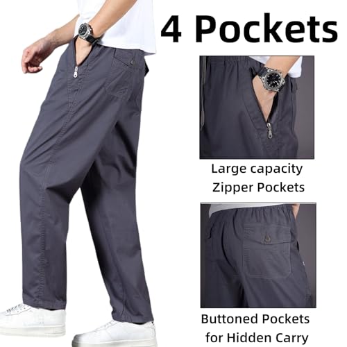 Bromute Puliam Mens Stretch Pants, Easetactic - Flex Fit Zipper-Pocket Durable Pants Men's Stretch Cargo with Elastic Waist4