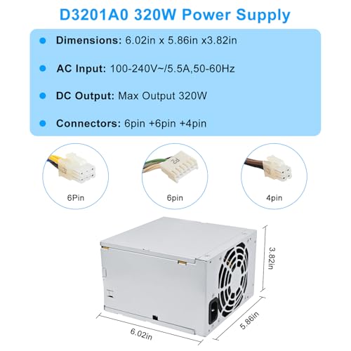 Fuente de alimentación S-Union 320W modelo D10-320P2A compatible HP miniatura 5