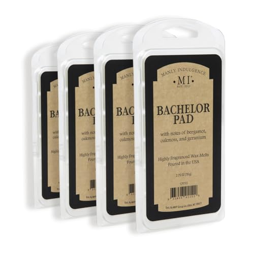 Manly Indulgence Bachelor Pad Scented Wax Melts Wax Melt Warmer Cubes Long Lasting Scented Wax Warmer Cubes 4 Pack 6 Cubes Each - Made in The USA