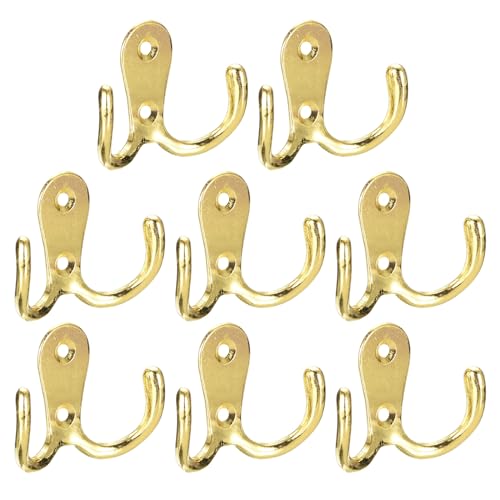 Crochets muraux rétro uxcell lot de 8 patères doubles dorées pour suspendre vêtements et chapeaux