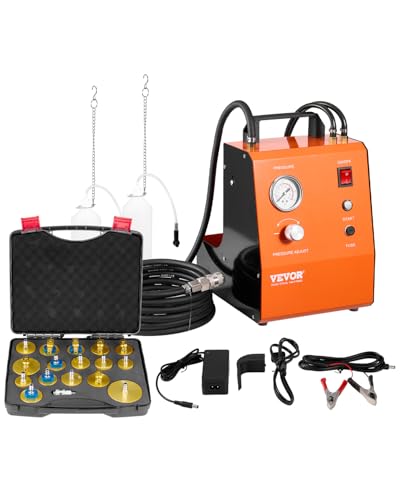 VEVOR Electric Brake Bleeder Kit Professional 110V Brake Master Cylinder Bleeder Kit with Pressure Gauge & Built-in Air Pump Versatile Brake Bleeder Adapter Set for Both DC & AC Power