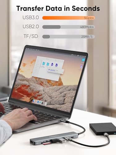 Image of CableCreation 7-in-1 USB Type C Hub,Multiport USB-C Adapter Dongle Docking Station,4K@30HZ HDMI,USB A 3.0 Port,2,2.0 Ports,100W Power Delievery and SD /TF Cards Reader Adapter(Lite Series)