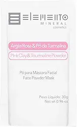 Elemento Mineral Máscara Facial Vegana Argila Rosa com Pó Turmalina Rosa 30g Para Pele Seca e Sensível Revitalizante e Iluminadora