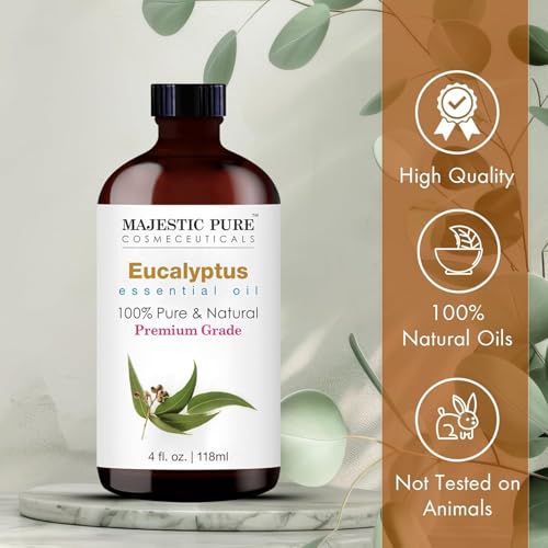 Image of Majestic Pure Eucalyptus Essential Oil for Diffuser - 4 Fl Oz (Pack of 2) | 100% Natural Essentials Oils for home fragrance, diffuser use, massage, DIY candles, DIY soaps, Aromatherapy