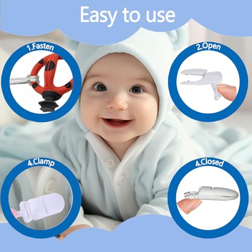 Image of Baby Pacifier Clip Holder Animal for Baby Boys and Girls,Binky Clips with One-piece Design for Baby Shower -2 Packs（Sheep+Flamingo）