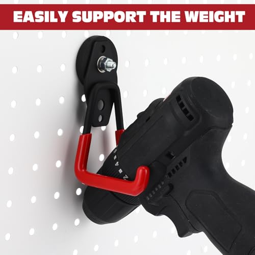 Image of Landhoow 14 Pcs Large Magnetic Hooks Heavy Duty Garage Magnet Hooks Strong Storage Utility Magnetic Hangers with Anti Slip Rubber Coating for Indoor and Outdoor Hanging (Red)