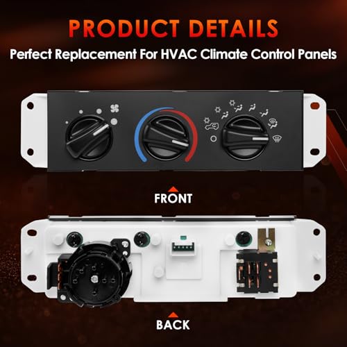 HVAC A/C Climate Control Module Heater Air Conditioning Panel with Blower Motor Switch Compatible with Jeep Wrangler TJ 1999-2004, Replace# 55037473AB, BL101, HS-373