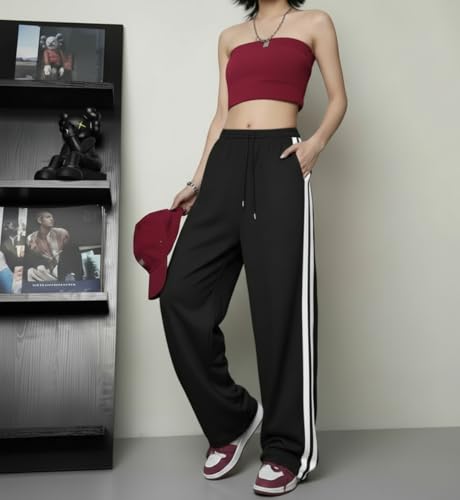 Image of dockstreet Straight Wide fit Long Length Open Bottom Jogger for Women /Trending Multi Pocket Style, Relaxed Casual Pants for Women