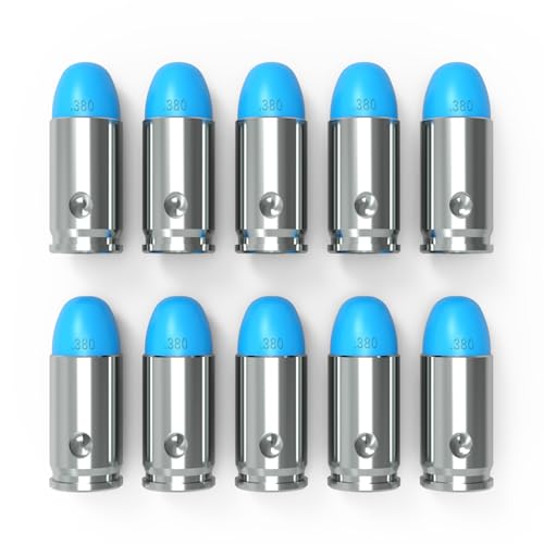 FIREGOWIN Pro .380ACP Dummy Rounds – Training Snap Caps, Reusable Dry Fire Training Round with Rubber Primers (Blue 10-Pack)