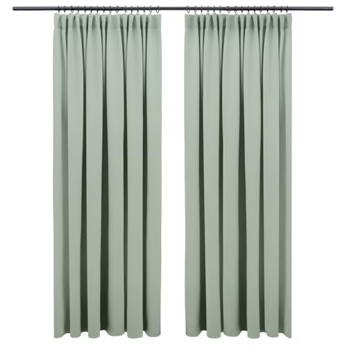 Blumtal Verdunklungsvorhänge Kräuselband 175x140 cm im 2er Set - Oeko-TEX zertifizierte Vorhänge...