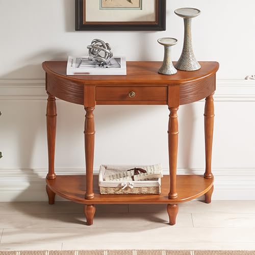 Mueble para salón y pasillo en madera marrón con diseño semicircular elegante