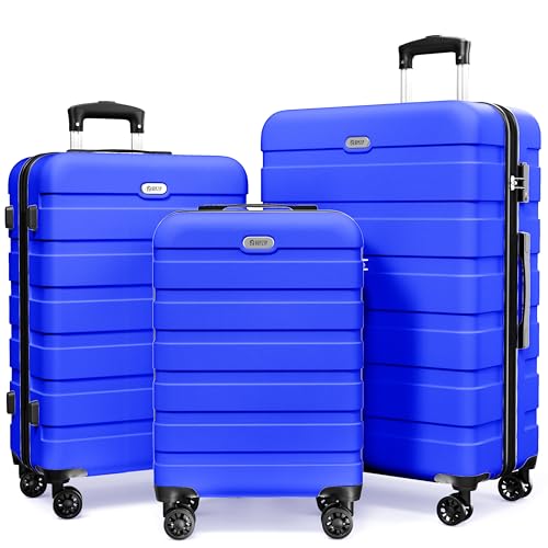 Image of AnyZip Luggage PC ABS Hardside Lightweight Suitcase with 4 Universal Wheels TSA Lock 20 24 28 Inch, Blue, 3 piece set (20 /24 /28), Fashion