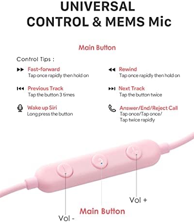 Lightning Headphones Earbuds Earphones with Microphone Controller MFi Certified Noise Isolation Compatible iPhone 14 13 12 11 Pro Max iPhone X/XS Max/XR iPhone 8/P iPhone 7/P Neoflowcolor Pink