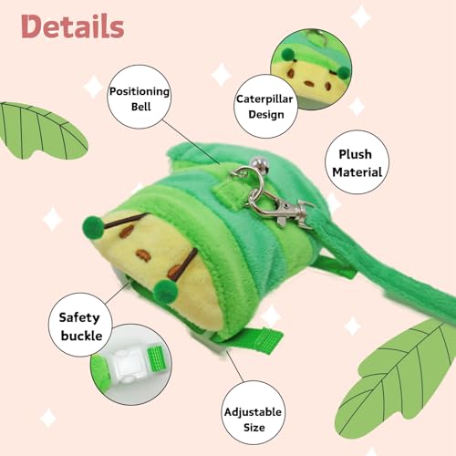 Image of Ferret Harness and Leash Set - Small Animal Soft Fleece Vest with Safe Bell Halloween Outfit Adjustable Traction Rope Outdoor Walking Training Leash for Ferret Rat Bearded Dragon Kitten (Green)