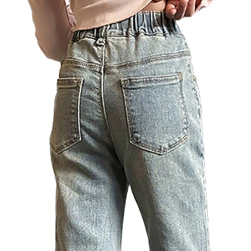 Tween Girls Flare Jeans-Elastic Waistband Bell Bottom Denim Pants with Pockets, Casual Rhinestone Jeans for Girls4