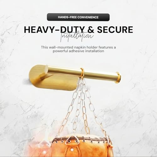 Image of MIORAH Self Adhesive Aluminum Hand Towel Holder in Bathroom | Wall Mounted Towel Hanger for Wash Basin & Bathroom Towel Hanger for Wall | Gold